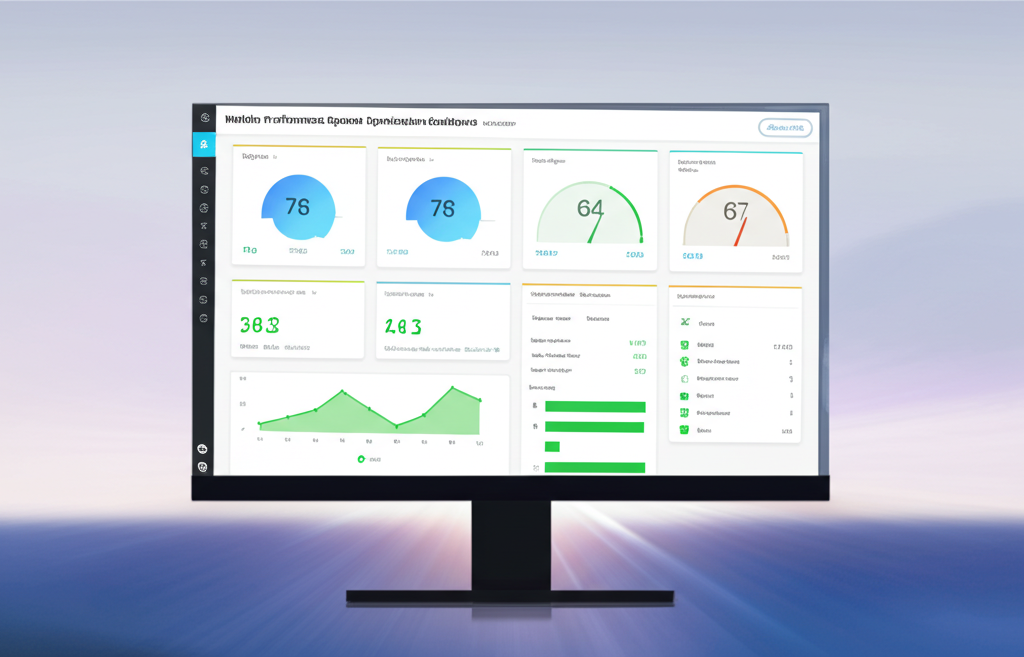 Website performance dashboard showing load time and Core Web Vitals scores